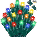 Multicolor Wide Angle LED Christmas Lights, 64.8 Ft 300 Count, Pack of 3 Strands 21.9 Ft 100 Lights UL Certified Commercial Grade Green Wire 5mm Holiday String Light by CozyNest Decor