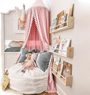 Bed Canopy with Pom Pom for Kids Crib Baby Girl Netting Cover Canopy Crib Curtain Reading Nook Hanging Tent Nursery Play Game Castle Room Decoration (Pink) by TinyTreasures Baby Boutique