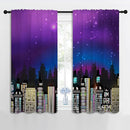 Superhero Rod Pocket Blackout Curtains for Boy Girl Bedroom, Super City Skyline Buildings Night Panorama Thermal Insulated Home Window Drapes for Living Room Darkening, 42x45 inch by TinyTreasures Baby Boutique