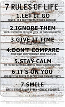 Teen Boys Room Decor - Cool Inspirational Wall Art Teenage Girl Bedroom Stuff 7 Rules of Life Metal Tin Signs for 10-18 Year Old Teens Room Accessories 8x12 Inch by CozyNest Decor