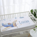 Personalized Baby Crib Bedding Set for Baby Boys Girls, Toy Airplane Pattern Custom Name Baby Crib Sets 5-Pcs, Toddler Double Layer Blanket Fitted Sheets Changing Pad Cover Rug Wall Art Set by TinyTreasures Baby Boutique