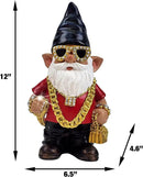Better Office Products Garden Gnome Statue, 12" Height, Handcrafted Waterproof, UV-Resistant Polyresin Lawn Patio Porch Ornament Decoration (Bling Rapper with Solar Light) by GreenHaven Gardens