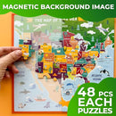 QUOKKA Magnetic Puzzles for Toddlers 4-6 - 2x48 Travel Puzzles Games for Kids Ages 3-5 - USA & World Maps Car Activities Toy for Boys and Girls - United States Learning Magnet for Road Trip by TinyTreasures Baby Boutique