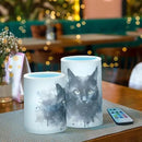 Flickering Flameless Candles, Black Cat Print LED Candles with Remote Timer, Set of 2 Battery Operated Candle for Valentine Wedding Birthday by GreenHaven Gardens
