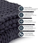 Nuzzie Chunky Knit Weighted Blanket - Breathable, Cooling, Hand Made Knit Throw Blanket for Sleep - Machine Washable, Stylish Decor Design (Misty Grey, Queen | 22lbs | 60"x80") by CozyNest Decor