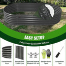 A ANLEOLIFE 8X4X1.5 ft Galvanized Raised Garden Beds Outdoor, Oval Large Metal Planter Box for Planting Vegetables Flowers Herb, Anti-Rust & Easy-Setup, Quartz Grey by GreenHaven Gardens