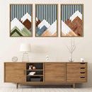 DRACIT Large Woodcut Mountain Wall Art Set Abstract Boho Forest Wood Wall Decor Nature Blue Art Decor Modern Geometric Wooden Wall Sculptures for Living Room Bedroom Office-16x24Inchx3 by CozyNest Decor