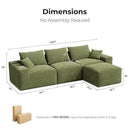 LIKIMIO 120" Modern L-Shaped Modular Sectional Sofa for Living Room, Corduroy Upholstery Green, Oversized 3-Seater Couch with Deep Seat and Movable Ottoman – No Assembly by CozyNest Decor