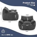 Oversized Bean Bag Chair for Adults, Giant Comfy Plush Boneless Bean Bag Couch with Filler for Kids - Reading Chair for Living Room, Bedroom & Dorm, Single Accent Chair Floor Lounger, Gray by CozyNest Decor