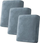 H.VERSAILTEX Velvet Stretch Couch Cushion Cover Plush Cushion Slipcover for Sofa Cushion Furniture Protector Seat Cushion Sofa Cover (3 Piece Sofa Cushion Covers, Stone Blue) by CozyNest Decor