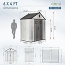 Domi 6x4 FT Outdoor Resin Storage Shed, All-Weather Double-Wall Storage Building for Backyard, Garden, Lawn Tools, Mower, Bike & Pool Equipment, Lockable Doors, Ventilated Roof, Grey by GreenHaven Gardens