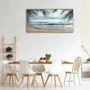 Framed Tropical Beach Wall Art - Ocean Waves Canvas Pictures Coastal Blue Sky and Sea Print Seaside Palm Tree Leaves Scene Painting Artwork Living Room Bedroom Office Home Decor 20" x 40" by CozyNest Decor