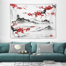 Cherry Blossoms Tapestry, Japanese Fuji Mountain Tapestry, Asian Japanese Wall Tapestry, Nature Landscape Tapestries for Bedroom Living Room Decor 80"x60" by CozyNest Decor