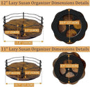2 Pack, 11" & 12" Wooden Lazy Susan Turntable with Higher Metal Sides, 360° Rotating Lazy Susan Organization and Storage for Cabinet, Table Top, Kitchen, Countertop, Dining Table, Pantry, Coffee Bar by CozyNest Decor