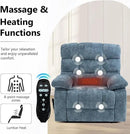 Lay Flat Recliner with Vibration Massage and Lumbar Heating, 26'' Wide Chair with Infinite Position and 2 Remote Controls, Soft Chenille Lift for Living Room, Grayish Blue by CozyNest Decor