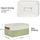 DULLEMELO Storage Baskets for Shelves, Small Fabric Collapsible Rectangular Storage Baskets for Organizing, Closets, Nursery, Home, Office, Empty Gift Baskets (6-Pack, White&Green) by TinyTreasures Baby Boutique
