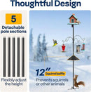 VIVOHOME 92 Inch Bird Feeder Pole with Squirrel Baffle and 4 Hooks, Outdoor Bird House Pole Mount Kit with 5 Prong, Heavy Duty Adjustable Bird Feeder Stand by GreenHaven Gardens
