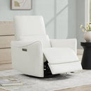 CHITA Power Recliner Chair Swivel Glider, FSC Certified Upholstered Faux Leather Living Room Nursery Reclining Sofa Chair with Lumbar Support, White by CozyNest Decor