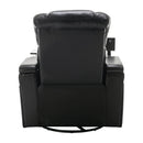 270 Degree Swivel PU Leather Power Recliner Individual Seat Home Theater Recliner with Comforable Backrest, Tray Table, Phone Holder, Cup Holder, USB Port, Hidden Arm Storage for Living Room, Black