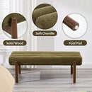 Green Upholstered Bench Modern End of Bed Bench Chenille Fabric Bedroom Bench for Entryway Living Room Vanity Makeup Room, 47" Long, Wooden Legs by CozyNest Decor