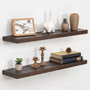 Floating Shelves for Wall, 32" Flat Edge Solid Elm Wood Floating Shelf, Wall-Mounted Display Shelves with Invisible Heavy-Duty Metal Bracket, Floating Shelf for Kitchen (Wanlut, Set of 2) by CozyNest Decor