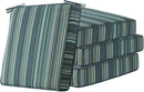 Sunbrella Square Corner Seat Cushions, 19" x 19" x 3", Set of 4, Indoor Outdoor Water Repellent Universal Chair Pads with Ties for Patio Furniture, Garden Deck Dining Chairs, Beach Stripe Lagoon by GreenHaven Gardens