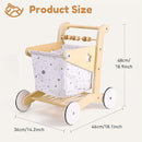Wooden Baby Walker Doll Stroller | Adjustable Speed Shopping Cart for Toddlers 1-3 | Baby Push Walker - Pretend Play Grocery Cart | Natural Wood Stroller Push Toys for Babies Learning to Walk by TinyTreasures Baby Boutique