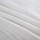 MarCielo 3-Piece 100% Cotton White Striped Quilt Set with Botanical Edge Embroidery TC(Sakura White,Queen (98" X 90")) by CozyNest Decor