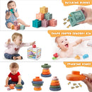 4-in-1 Baby Toys for 6-12 Months, Montessori Soft Stacking Blocks for Babies, Infants Teething Toys, Sensory Balls and Educational Learning Set for Toddlers (Boys & Girls) by TinyTreasures Baby Boutique