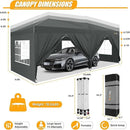 HOTEEL 10x20 Pop up Canopy with 6 Sidewalls, One Push Instant Setup Outdoor Canopy Tent with Reinforce Rod, Weight Bag, for Parties, Events, Gray by GreenHaven Gardens