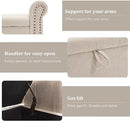 Furniliving 55” End of Bed Bench, Bedroom Bench with Button-Tufted, Large Upholstered Storage Ottoman Entryway Bench with Storage Shoe Cabinet Bench, for Bedroom, Linen, Camel by CozyNest Decor