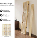 5.6FT Room Divider and Folding Portable Partition Screen, Chinese Japanese Shoji Style with Three Display Shelves for Room Separation - 4 Panel (Natural) by CozyNest Decor