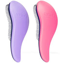 Crave Naturals Glide Thru Detangling Brush for Adults and Kids - Detangler Brush for Curly or Straight, Wet or Dry Hair - Gentle on Tangles Hair Comb - 7.5x3-Inch, Pink and Purple (Pack of 2) by TinyTreasures Baby Boutique