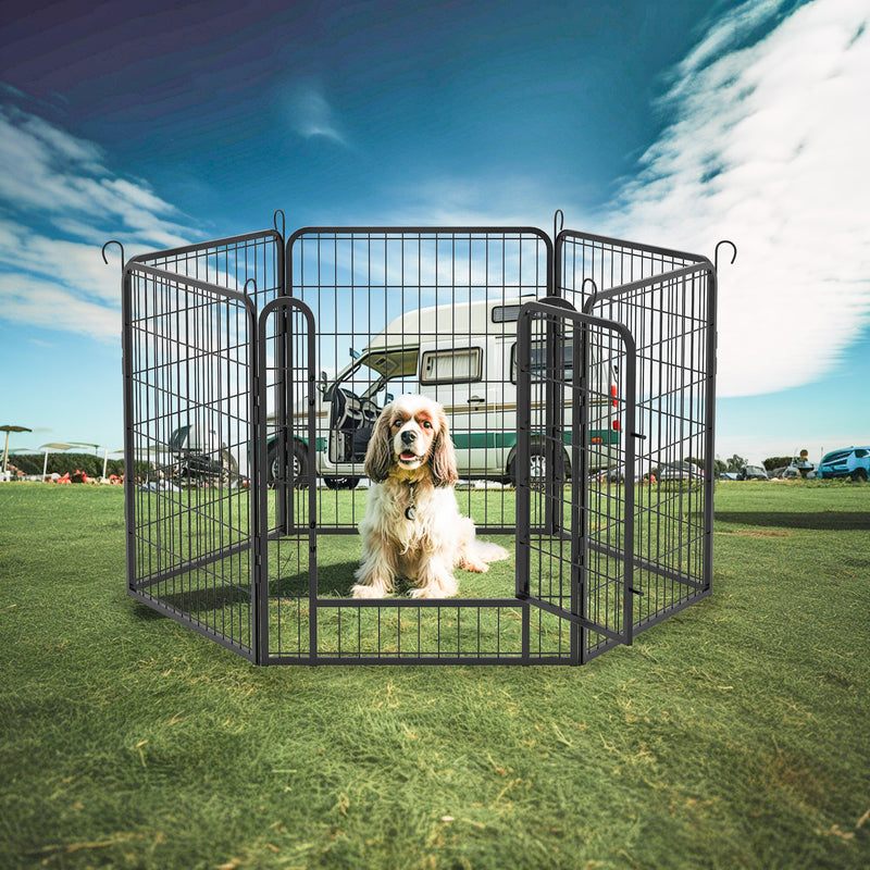 6 Panels Heavy-Duty Metal Playpen with Door, 31.7' H Dog Fence Pet Exercise Pen for Outdoor, Indoor