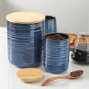 Hasense Ceramic Canister with Airtight Lid for Kitchen Counter, 80 Ounce Large Ceramic Food Storage Jar with Seal Ring for Serving Flour, Grain, Cereal, Pasta, Coffee, Sugar, Tea and Spice, Blue by CozyNest Decor