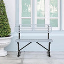 4/6/8 Feet Park Bench for Outside Heavy Duty Metal, Garden Benches Outdoor Bench with Backrest & Portable Frame, for Shopping Malls Stores Parks Patios Decks, Grey by GreenHaven Gardens