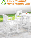 Patio Dining Chair Set of 2, HDPE Outdoor Dining Chair, Ergonomic HDPE Dining Chairs with Deep Seating, All Weather Outdoor Chairs Furniture for Backyard, Deck, Garden, Poolside, Pearl by CozyNest Decor