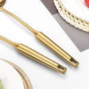 304 Stainless Steel Cooking Utensil,Kitchen Kitchen Utensil with Spatula, Solid Spoon, Ladle, Skimmer, Spaghetti Spoon, 6 Piece Set, Dishwasher Safe(Gold) by CozyNest Decor