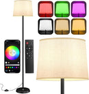 Floor Lamp for Living Room Bedroom,Modern Floor Lamp with Remote, Simple Design with Beige Shade,Foot Pedal Switch,Dimmable Colors Temperature,9W RGB LED Bulb by CozyNest Decor