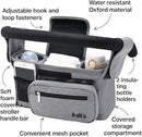 Universal Stroller Organizer with Insulated Cup Holder, Detachable Phone Bag, Shoulder Strap – Fits All Stroller Types, Keeps Drinks Hot/Cold (Grey) by TinyTreasures Baby Boutique