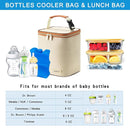 Breastmilk Cooler Bag with Ice Pack Fits 4 Baby Bottles Up to 9 Ounce, Baby Bottle Bag Great for Nursing Mom Daycare by TinyTreasures Baby Boutique