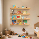 Scalloped Baby Book Shelf,Floating Shelves for Wall Set of 4 Natural Solid Pine Wood Nursery Bookshelves with Wave Lip for Bedroom Kids, Toddler Room, Baby Room, Nursery Decor(Natural,60cm) by TinyTreasures Baby Boutique