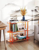 Clear Bookshelf, Acrylic Bookcase with Open Book Shelf for Office Living Room Bedroom (3 Tier Orange) by CozyNest Decor