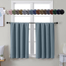 Simplebrand Ava Stone Blue Short 36 Inches Blackout Curtain 2 Panels Set, Half Window Rod Pocket Privacy Curtain Tiers for Kitchen, Curtains Blackout for Bathroom Shades, W40 x L36 Inch, Stone Blue by TinyTreasures Baby Boutique