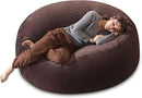 Bean Bag Chair 5Ft, Memory Foam Filled, Large Beanbag Chairs for Adults and Teens, Soft Sofa with Removable Flannel Cover, Round Couch for Living Room Bedroom College Dorm (Brown, 5FT-60×60"×24") by CozyNest Decor