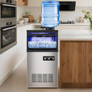 Commercial Ice Maker Machine 130Lbs/24H with 30Lbs Ice Capacity, 45Pcs Clear Ice Cubes Ready in 8-15Mins, Stainless Steel Under Counter Freestanding Large Ice Machine, 2 Water Inlet Modes by CozyNest Decor