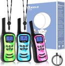 Qniglo Kids Walkie Talkies Rechargeable with USB Charger, 3 Pack Walki Talki for 3-12 Years Old Boys Girls Toys Gifts, Walkie-Talkies with Flashlight Lanyard for Camping Games and Indoor Playing by TinyTreasures Baby Boutique