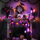 Halloween Horror Atmosphere Lights, Orange&Purple LED String Lights with 9.9FT Creepy Black Gauze, Battery Powered with Timer & 8 Flashing Modes (Orange & Purple) by CozyNest Decor