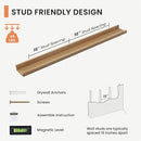 Solid Ash Wood Picture Ledge Shelf, Wood Floating Shelves Set of 2, 48 Inch Long Large Photo Ledge Shelves, Nursery Book Shelves Wall Mounted for Living Room Kids' Bedroom Decor, Natural by TinyTreasures Baby Boutique