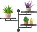 WIndow Sill Rotating Plant Stand Shelf Indoor Black Metal Floating Shelves 3-Tier Wall Mount Plant Holders for Living Room Wall Planter Modern Home Decor for Gardening by GreenHaven Gardens